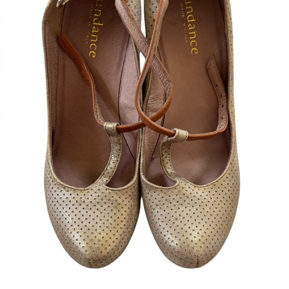 Sundance T-Strap Maryjane Wedge metallic bronze nubuck and cognac leather 39 - Picture 14 of 16